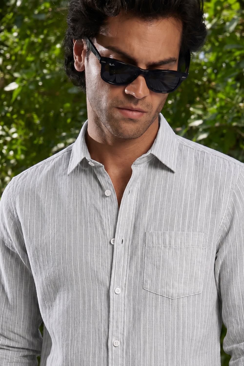 Airy Stripe Linen Cotton Blend Shirt