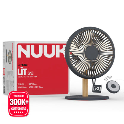 All-day Wireless Rechargeable Table Fan with Mood Light and Magnetic Remote | LĪT [v3]