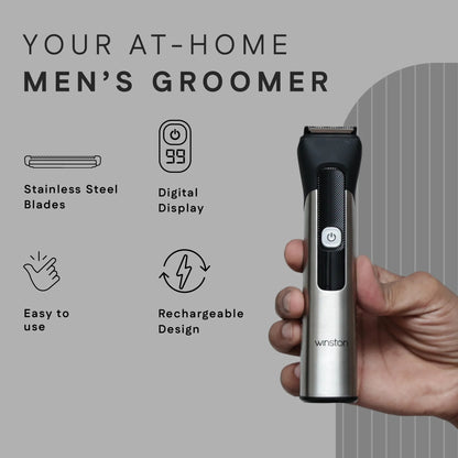 Groom Pro | 5-in-1 Metal Body Trimmer with Digital Display & EdgeSense Technology