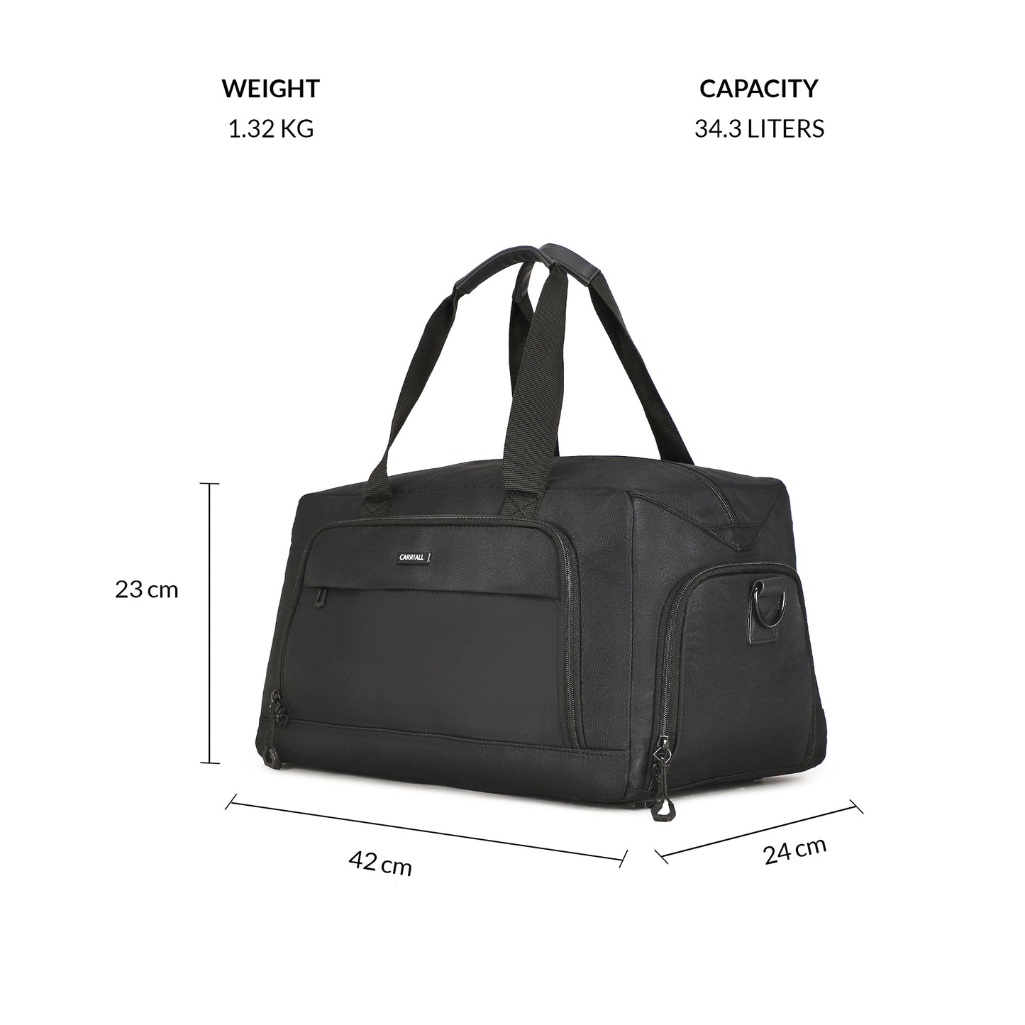 Carriall Gym Duffle Black Bag 23L