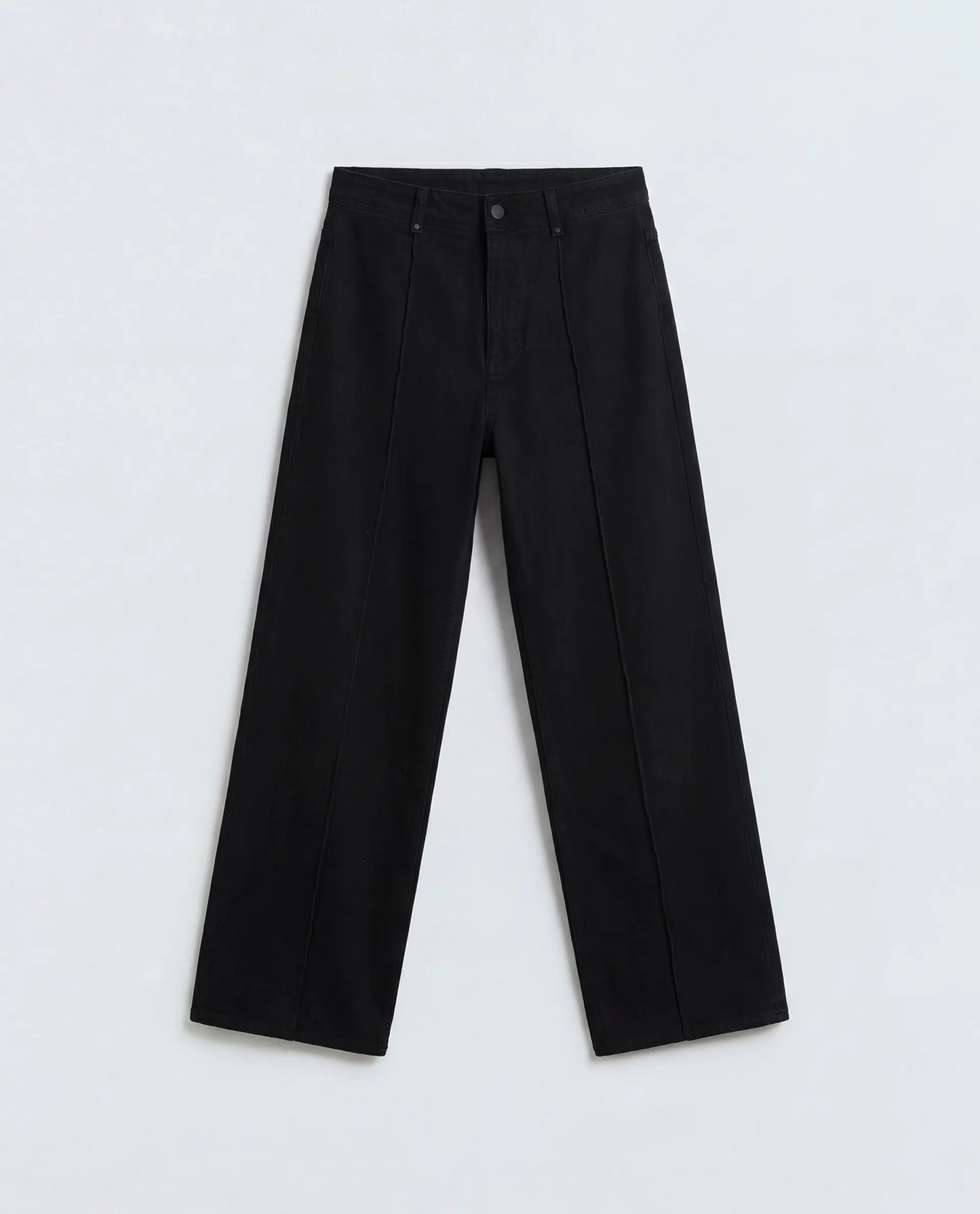 Rareism Women's Exia Black Cotton Blend Wide Leg Plain Jeans