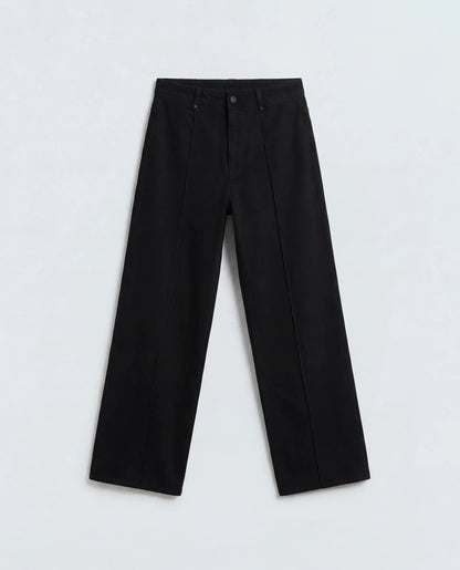 Rareism Women's Exia Black Cotton Blend Wide Leg Plain Jeans