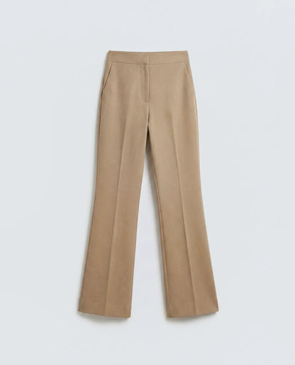 Rareism Women's Frare Khaki Viscose Bootcut Plain Trouser