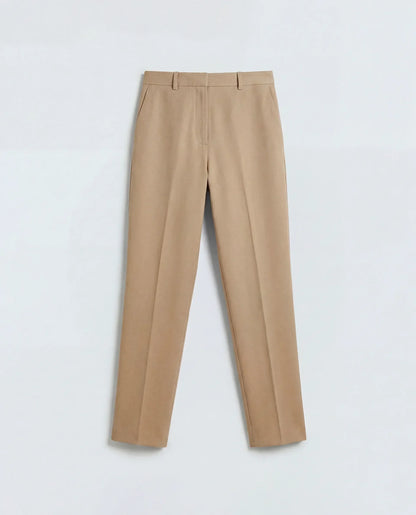 Rareism Women's Paper Khaki Polyester Blend Tapered Plain Trouser