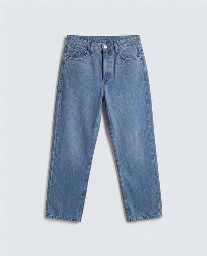 Rareism Women's Strade Blue Cotton Straight Fit Plain Jeans