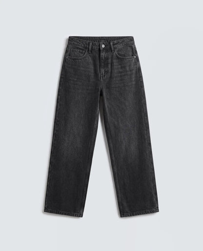 Rareism Women's Strine Black Cotton Straight Fit Plain Jeans