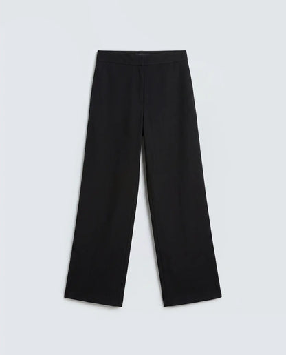 Rareism Women's Uniq Light Black Linen Blend Straight Plain Trouser