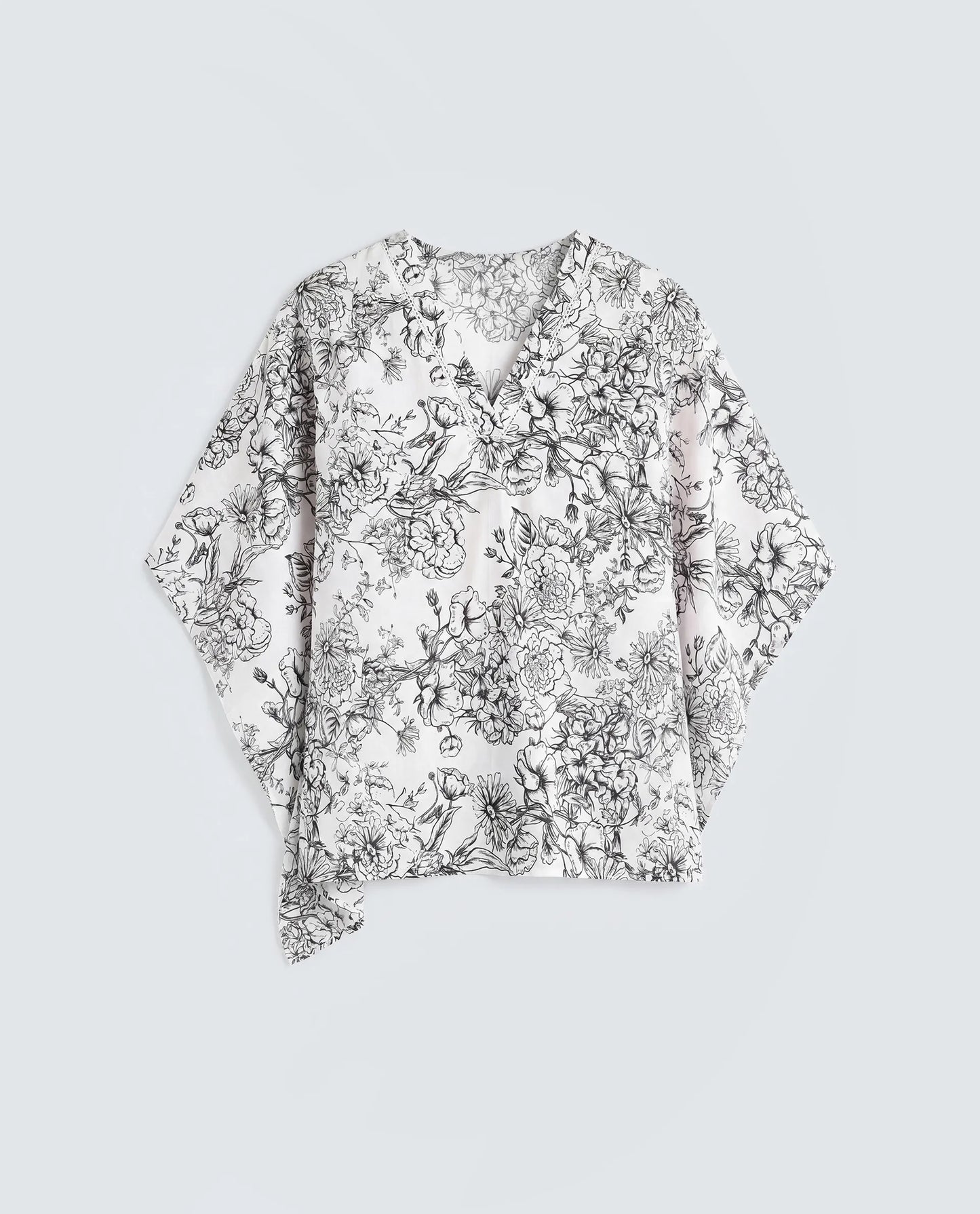 Rareism Women's Vasil White Cotton Half Sleeve V-Neck Regular Fit Floral Print Top