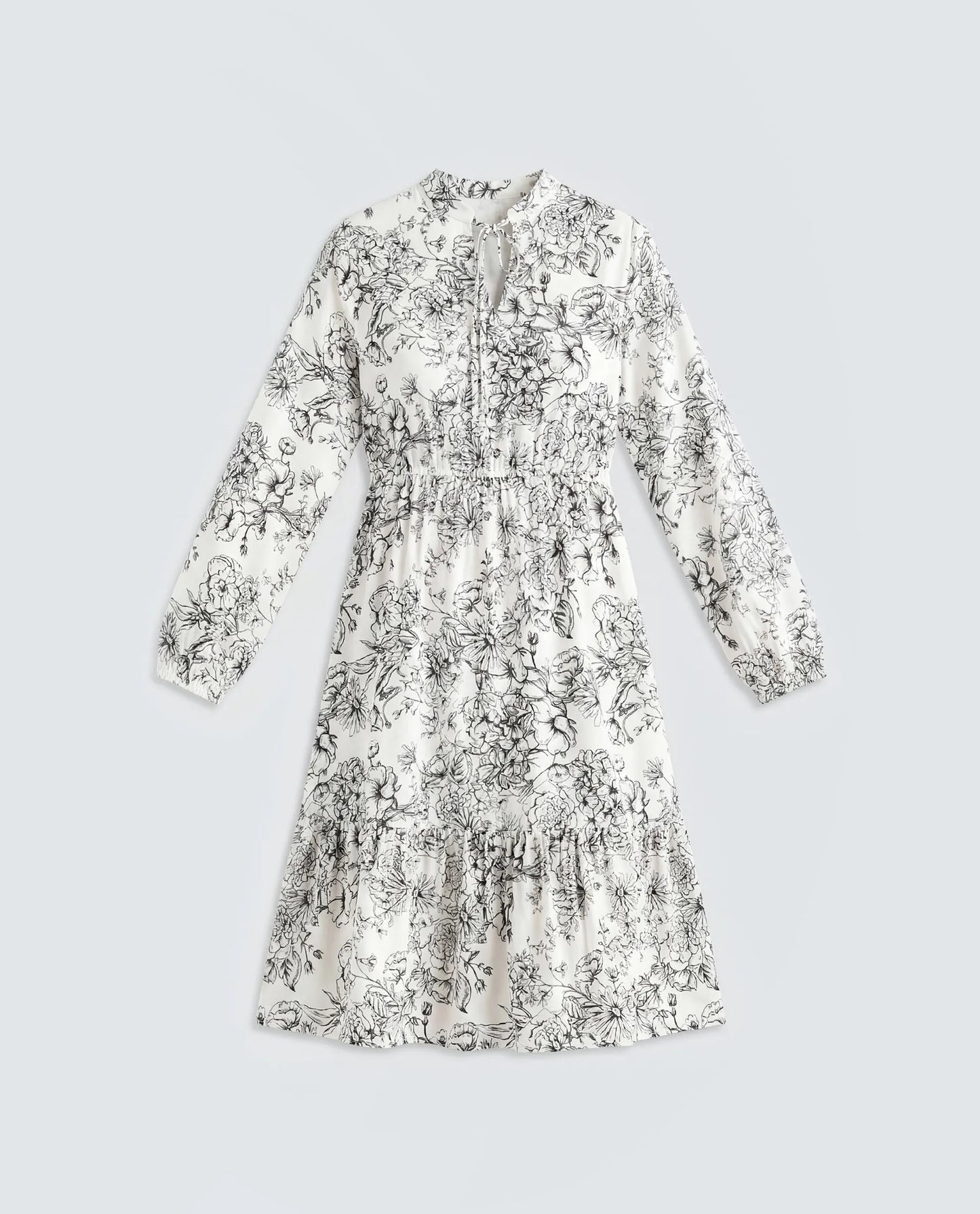 Rareism Women's Veden White Viscose Full Sleeve Flared Floral Print Dress