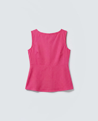 Rareism Women's Velan Pink Polyester Sleeveless Boat Neck Regular Top