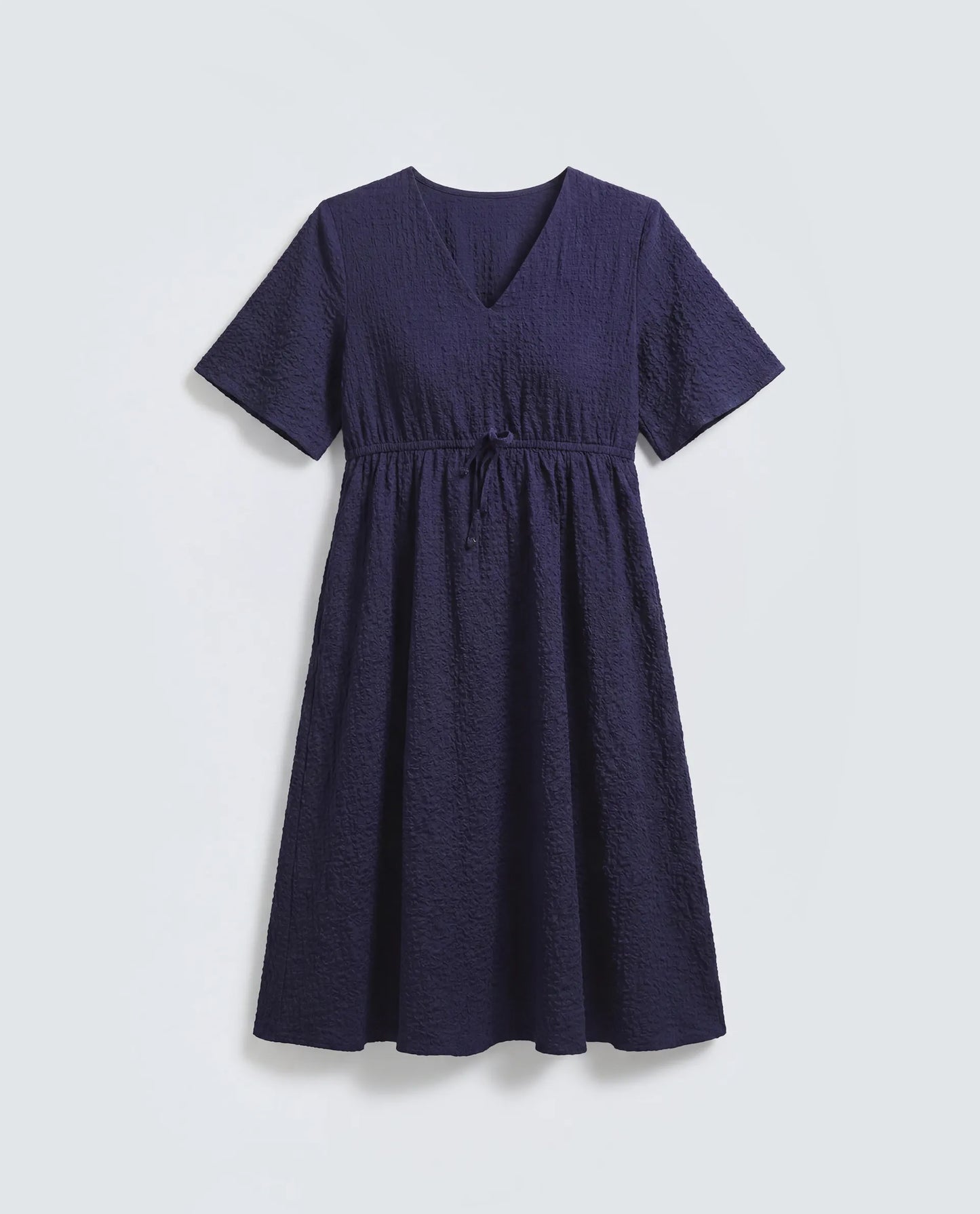 Rareism Women's Vondien Navy Polyester V-Neck Flared Plain Dress