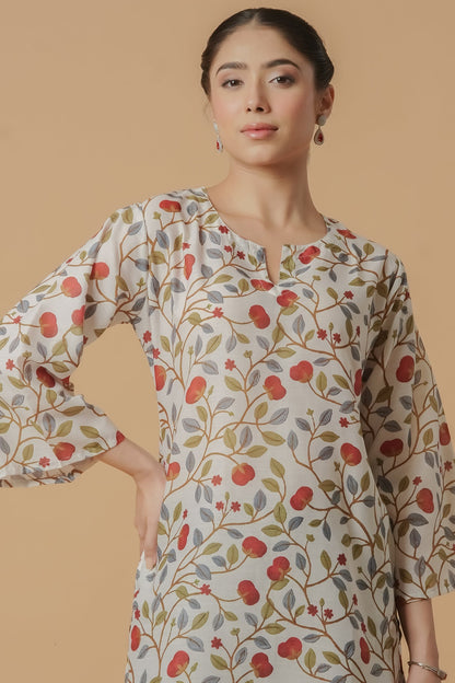 Lawn Cotton Printkari Co-ord Set – Cream Black with Farsi Pant