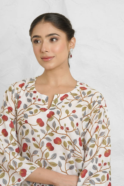 Lawn Cotton Printkari Co-ord Set – Cream Black with Farsi Pant