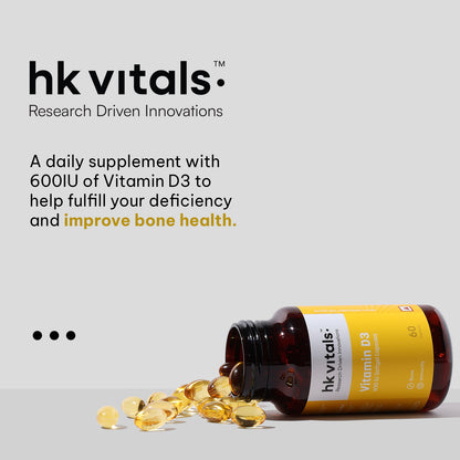 HealthKart hk vitals Vitamin D3 (600 IU), 60 Capsules