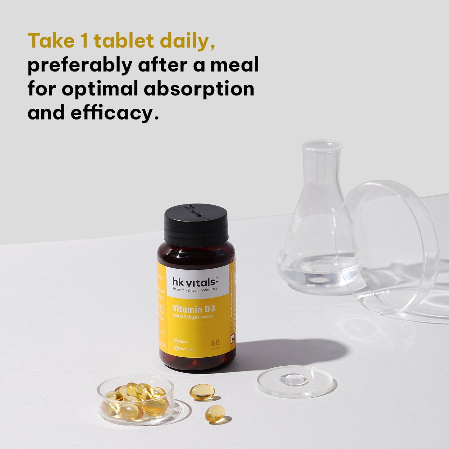 HealthKart hk vitals Vitamin D3 (600 IU), 60 Capsules