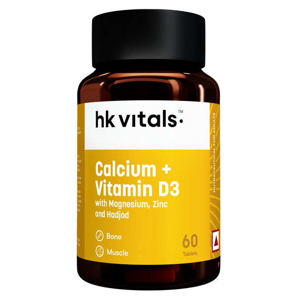 HealthKart hk vitals Calcium + Vitamin D3 Supplement (60 Tablets) | With Magnesium & Zinc