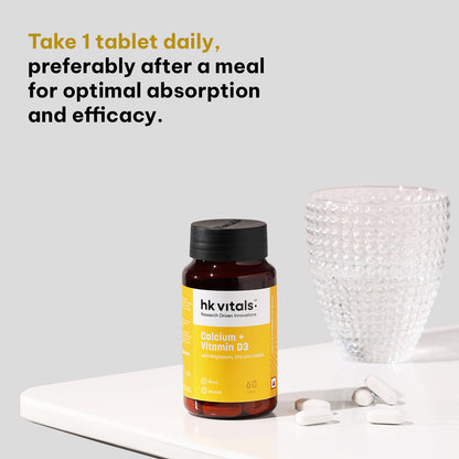 HealthKart hk vitals Calcium + Vitamin D3 Supplement (60 Tablets) | With Magnesium & Zinc | HK Vitals at Broadway