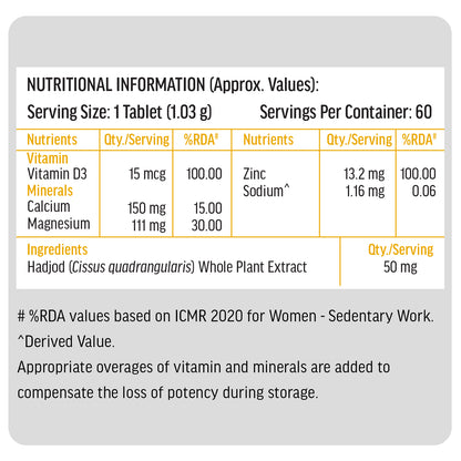 HealthKart hk vitals Calcium + Vitamin D3 Supplement (60 Tablets) | With Magnesium & Zinc | HK Vitals at Broadway