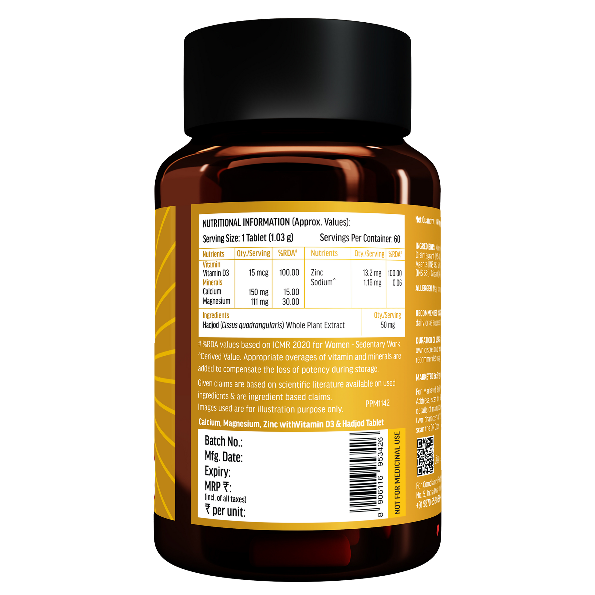 HealthKart hk vitals Calcium + Vitamin D3 Supplement (60 Tablets) | With Magnesium & Zinc | HK Vitals at Broadway