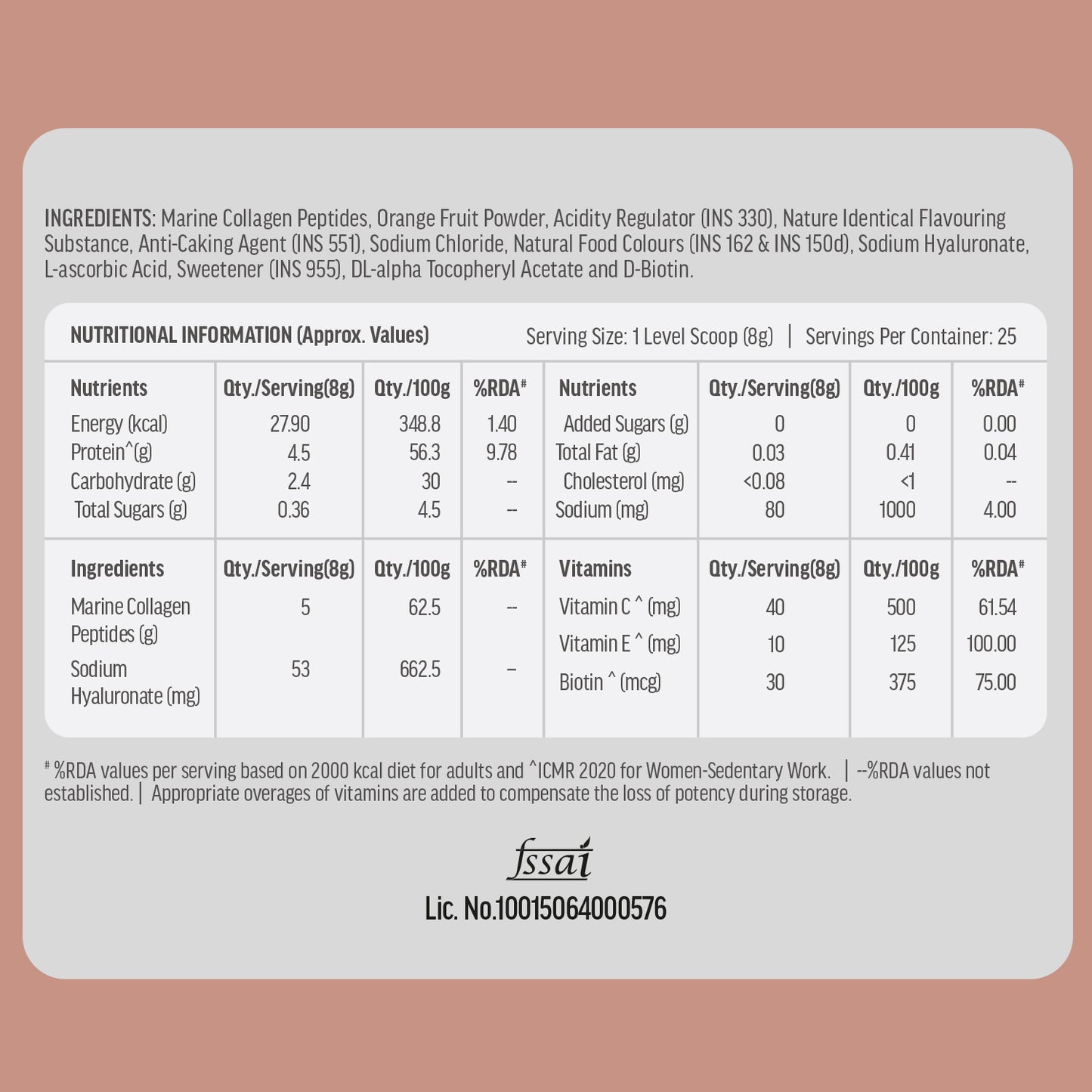 HealthKart hk vitals Marine Collagen Supplements (Mixed Fruit, 200g) | With Vitamin C, E