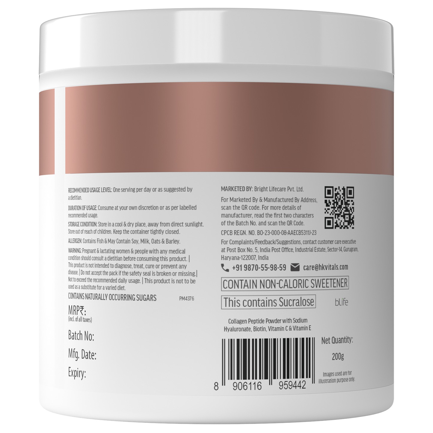 HealthKart hk vitals Marine Collagen Supplements (Mixed Fruit, 200g) | With Vitamin C, E