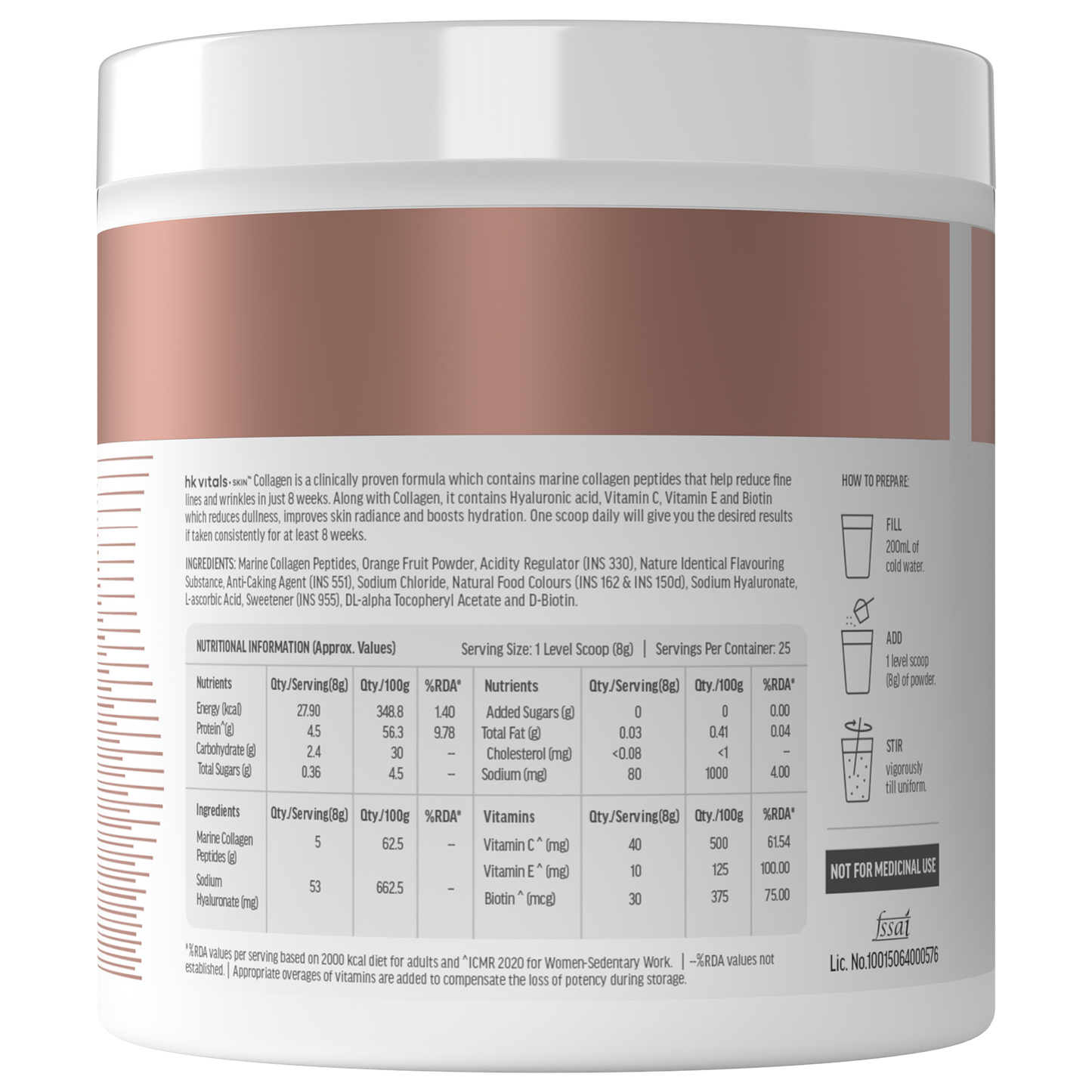 HealthKart hk vitals Marine Collagen Supplements (Mixed Fruit, 200g) | With Vitamin C, E