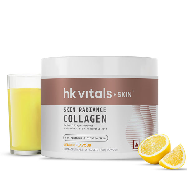 HealthKart hk vitals Skin Radiance Marine Collagen Supplement (Lemon, 100g) | Vitamin C, E