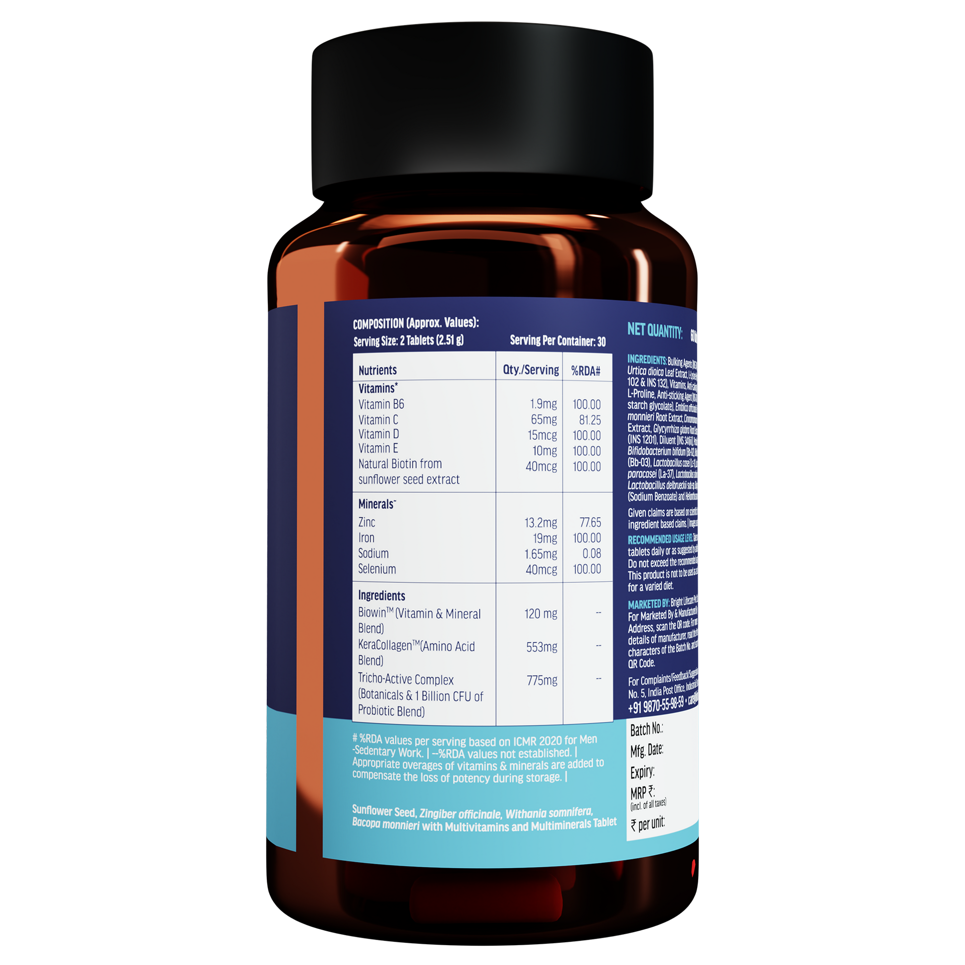HealthKart HK Vitals Hair Vitamins for Men, 60 tablets | HK Vitals at Broadway