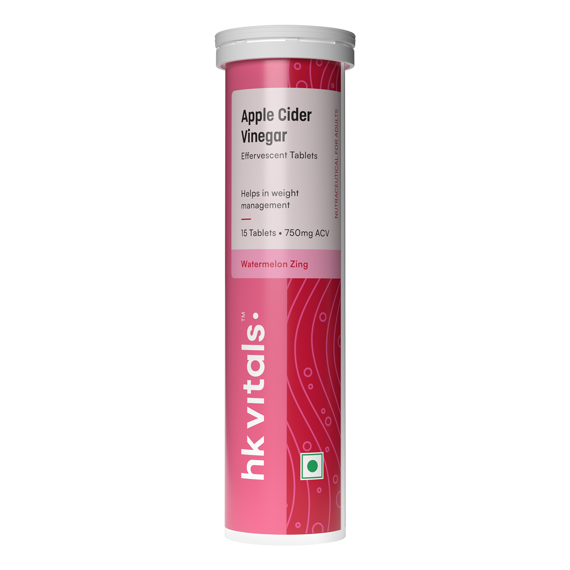 HealthKart HK VITALS Apple Cider Vinegar 750mg (Watermelon/Green Apple , 15 Effervescent Tablets) | HK Vitals at Broadway