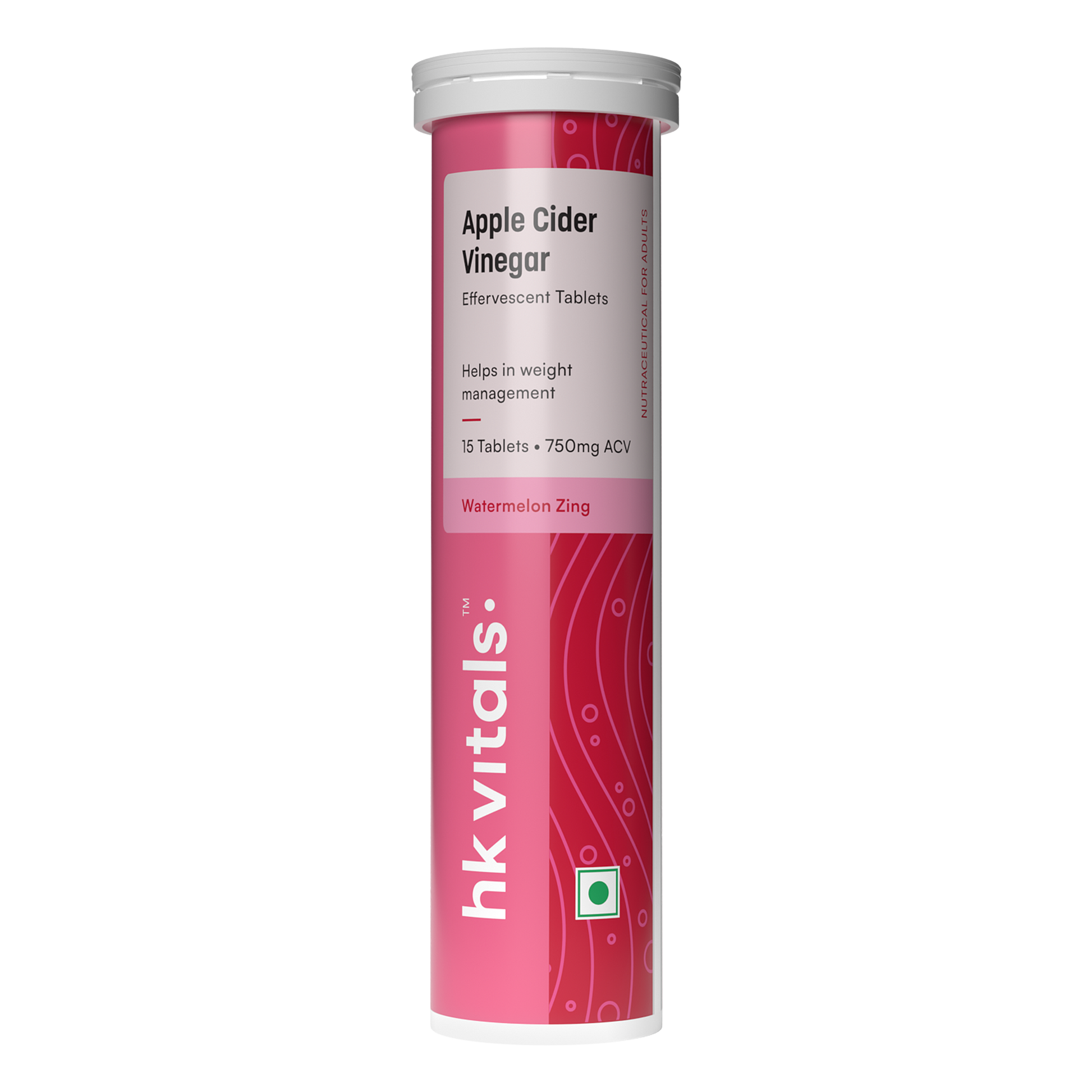 HealthKart HK VITALS Apple Cider Vinegar 750mg (Watermelon/Green Apple , 15 Effervescent Tablets) | HK Vitals at Broadway