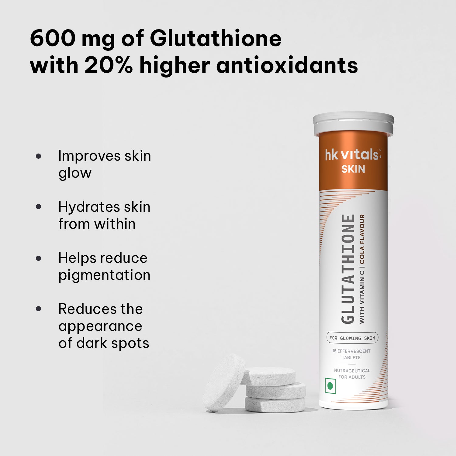 HealthKart hk vitals Glutathione ( 15 Effervescent Tablets) | L-Glutathione Tablets | HK Vitals at Broadway