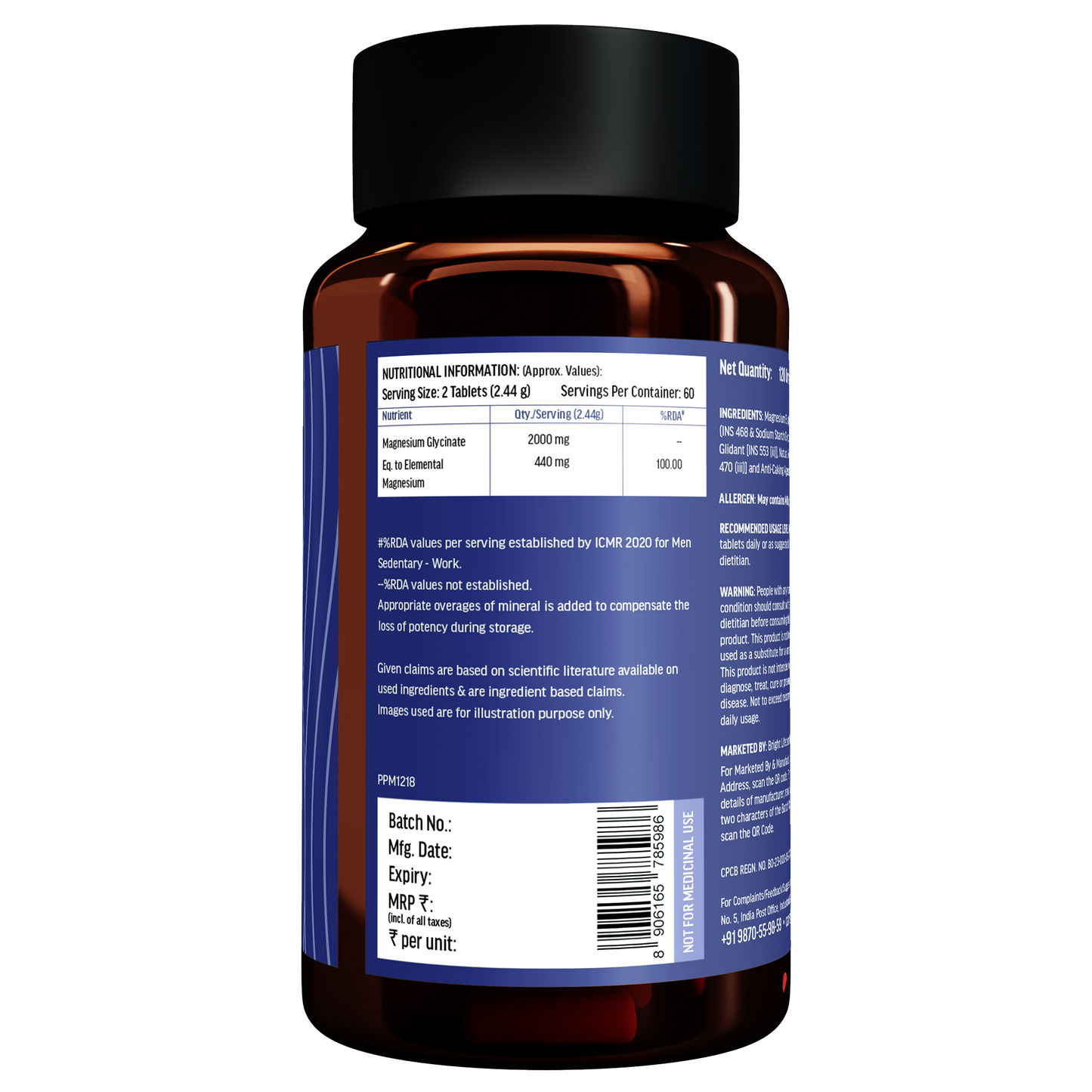 HealthKart hk vitals Magnesium Glycinate (1682mg) 120 Tablets | For Better Sleep Quality | HK Vitals at Broadway
