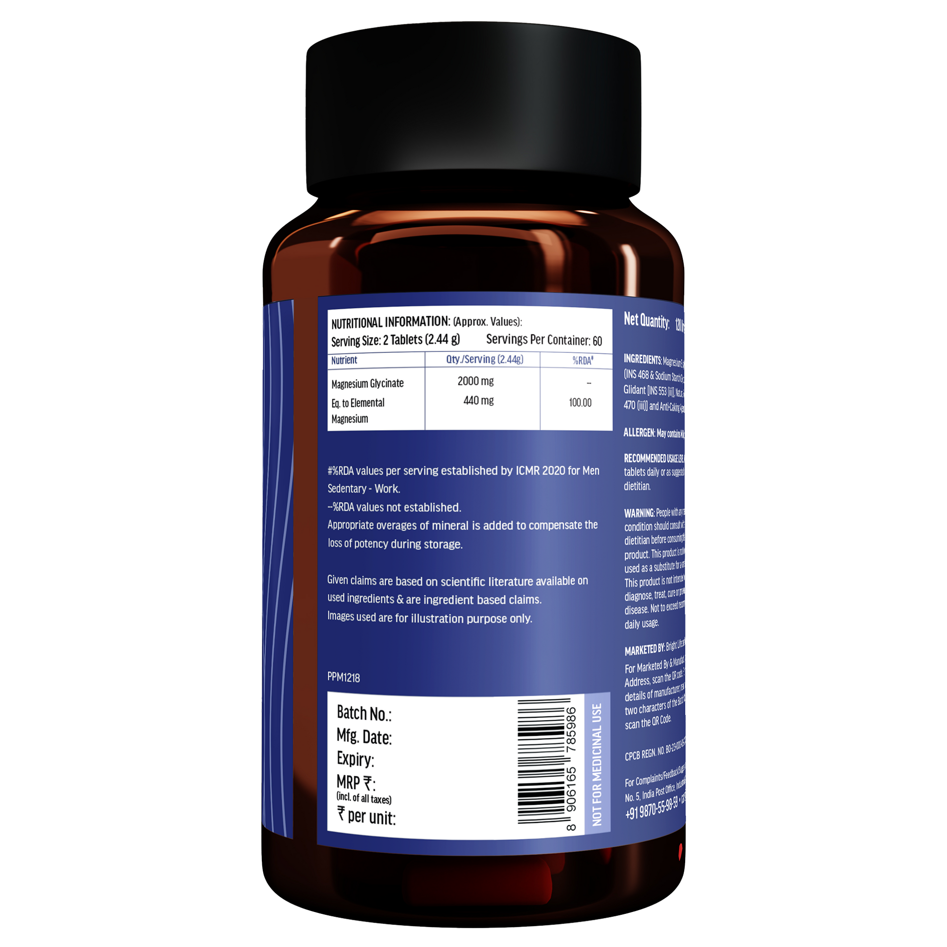 HealthKart hk vitals Magnesium Glycinate (1682mg) 120 Tablets | For Better Sleep Quality | HK Vitals at Broadway