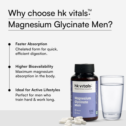HealthKart hk vitals Magnesium Glycinate (1682mg) 120 Tablets | For Better Sleep Quality | HK Vitals at Broadway