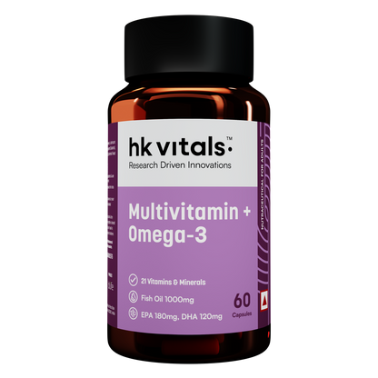 HealthKart hk vitals Multivitamin with Omega-3 Supplement (60 Capsules) | For Men and Women | HK Vitals at Broadway