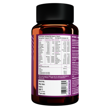 HealthKart hk vitals Multivitamin with Omega-3 Supplement (60 Capsules) | For Men and Women