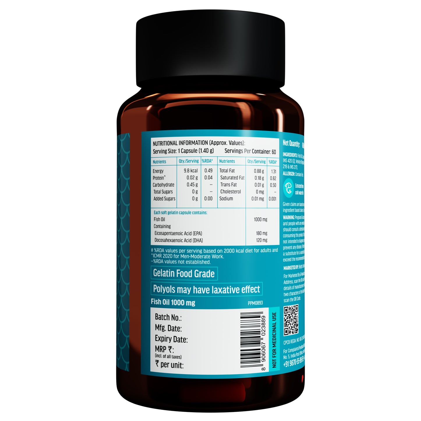 HealthKart Fish Oil, 60 Caps, 1000mg Omega 3 | HK Vitals at Broadway