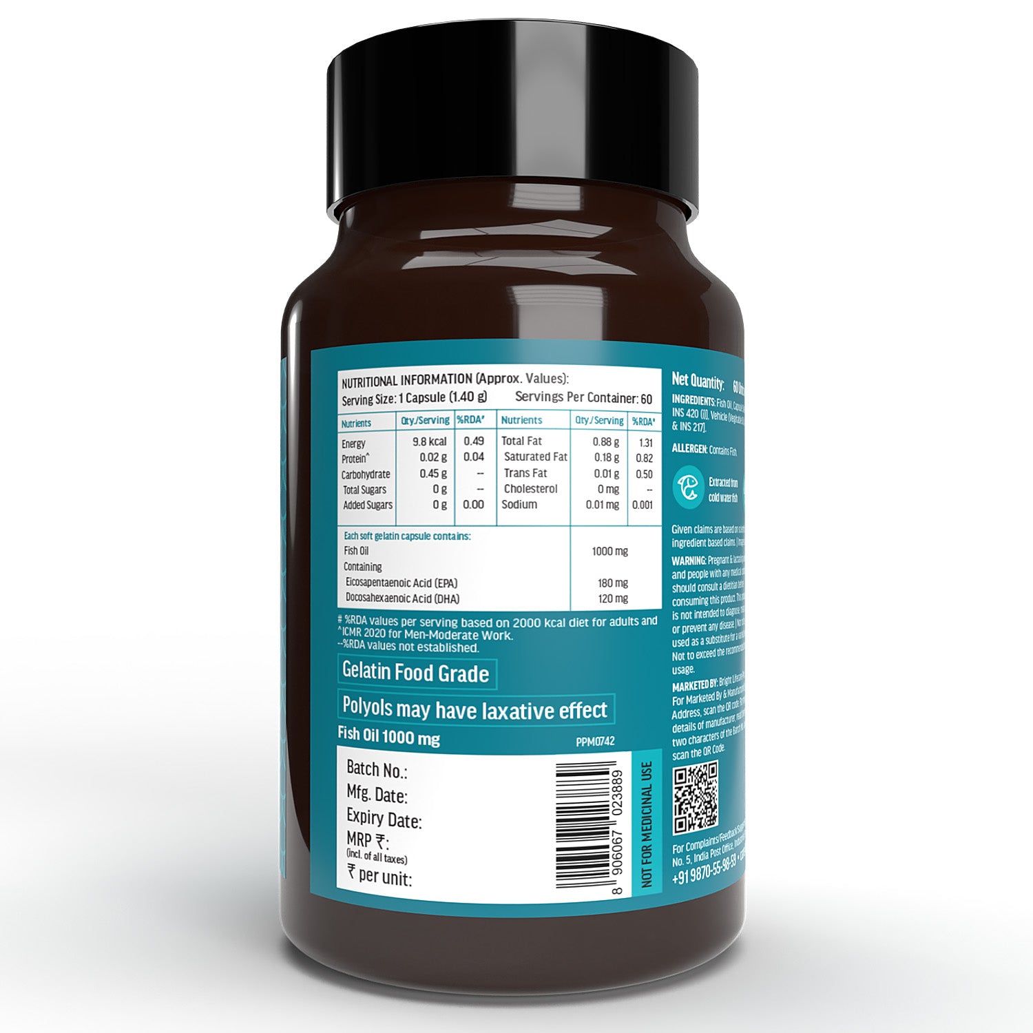 HealthKart Fish Oil, 60 Caps, 1000mg Omega 3 | HK Vitals at Broadway