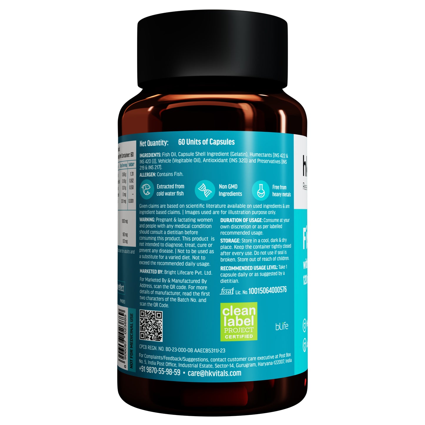 HealthKart Fish Oil, 60 Caps, 1000mg Omega 3 | HK Vitals at Broadway