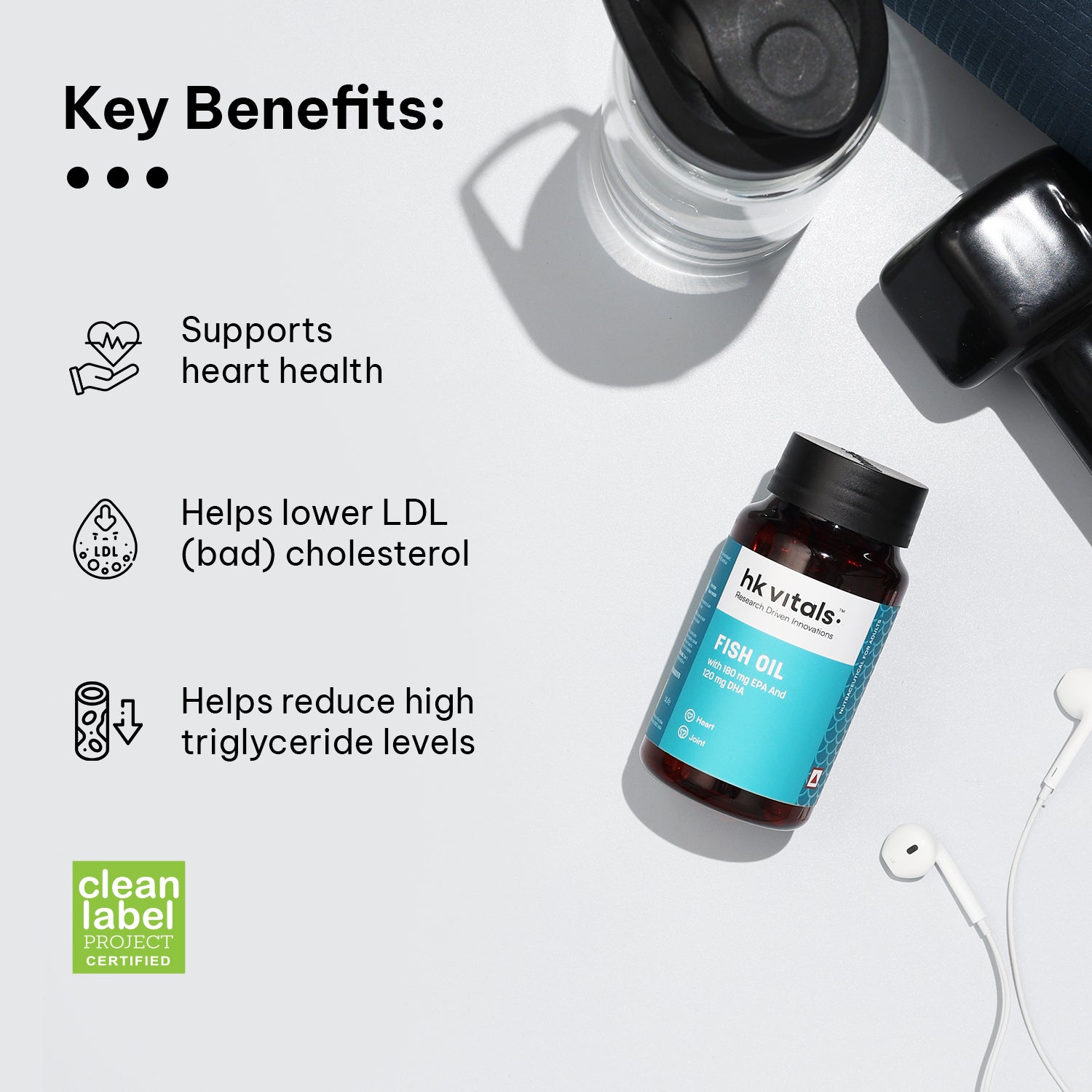 HealthKart Fish Oil, 30 Caps, 1000mg Omega 3 | HK Vitals at Broadway