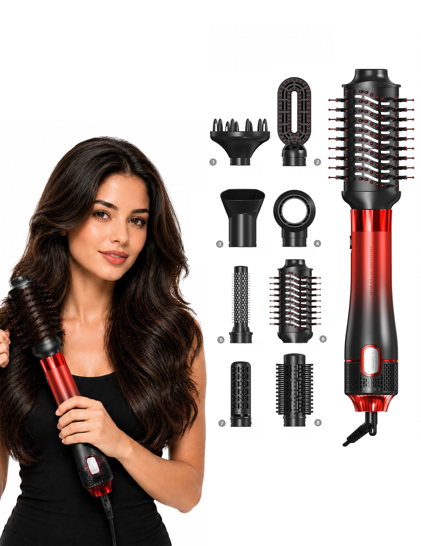 VGR V-488 8in1 Hot Air Brush