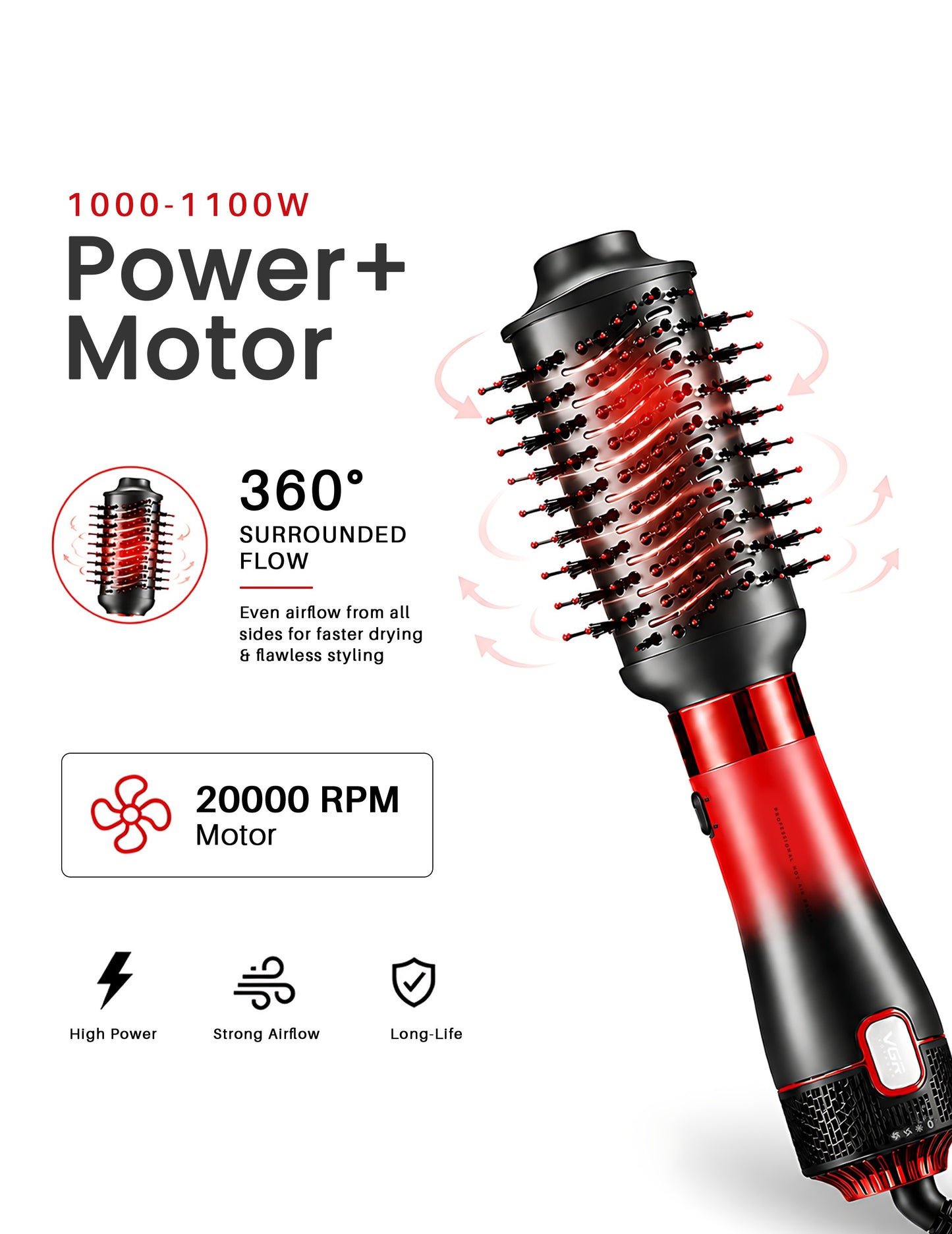 VGR V-488 8in1 Hot Air Brush