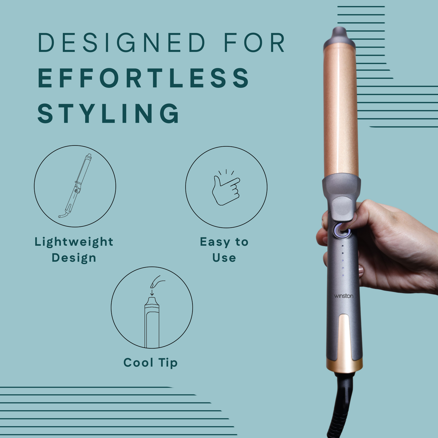 Hair Curling Tong | 25MM Ceramic Barrel for Long-Lasting Curls | Winston at Broadway