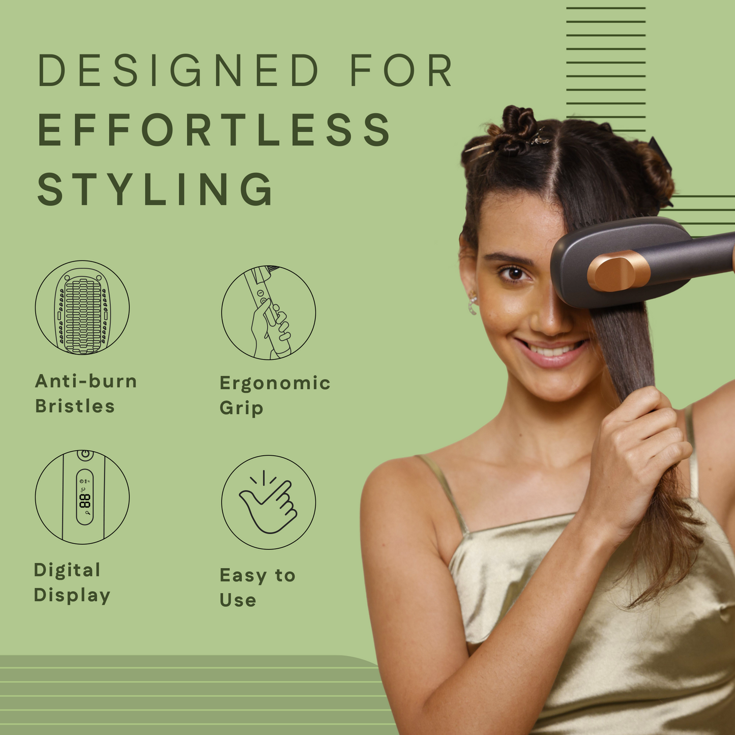 Hair Straightening Brush | Fast Heat Up & Anti-Burn Bristles | Winston at Broadway