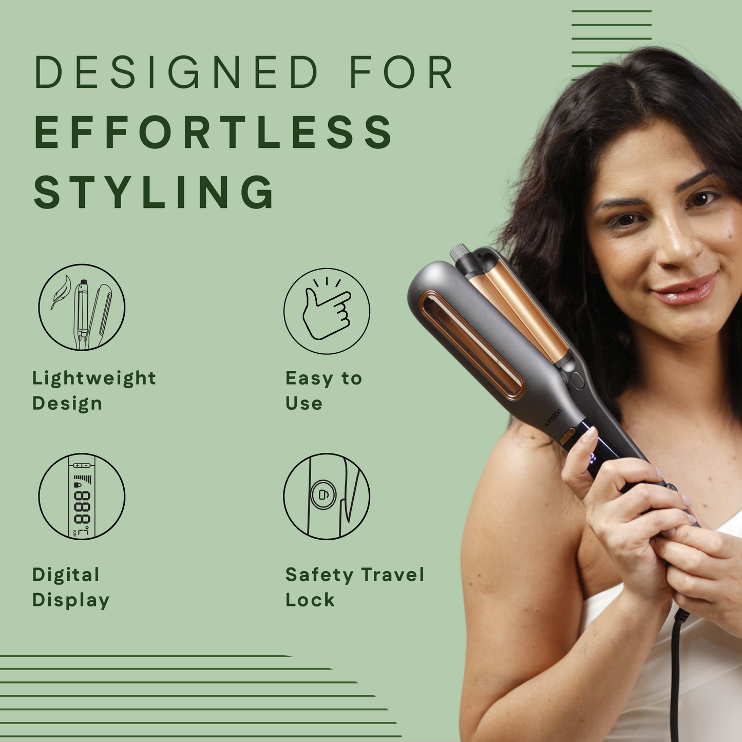 Hair Waver With Adjustable Wave Depth | Effortless Beachy Waves | Ceramic Coated | Winston at Broadway
