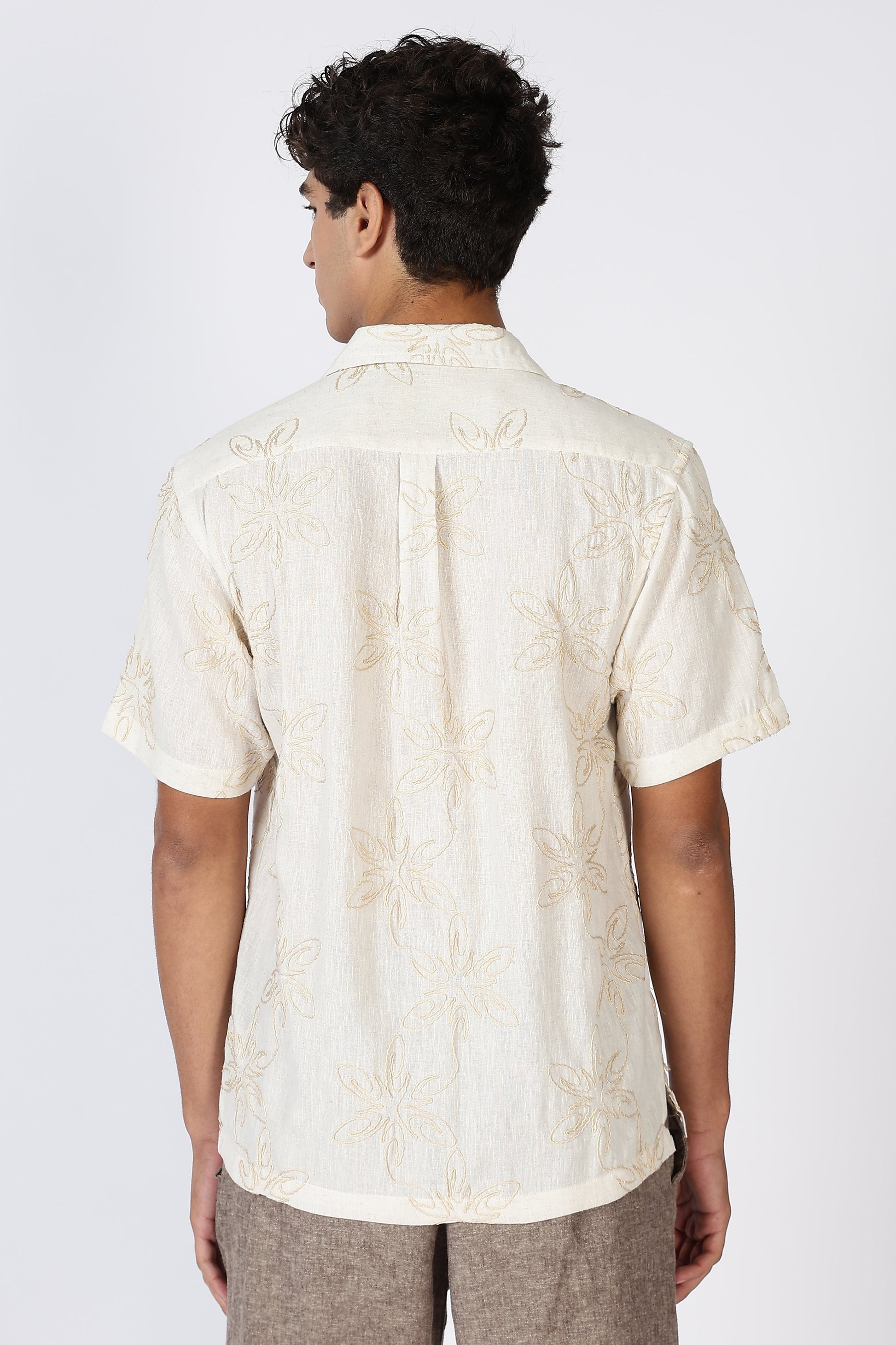 Floral Embossed Embroidery Cuban Collar Shirt | Hamptons at Broadway