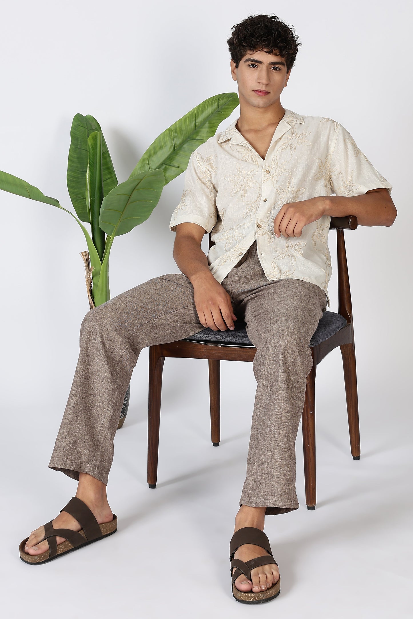 Floral Embossed Embroidery Cuban Collar Shirt | Hamptons at Broadway