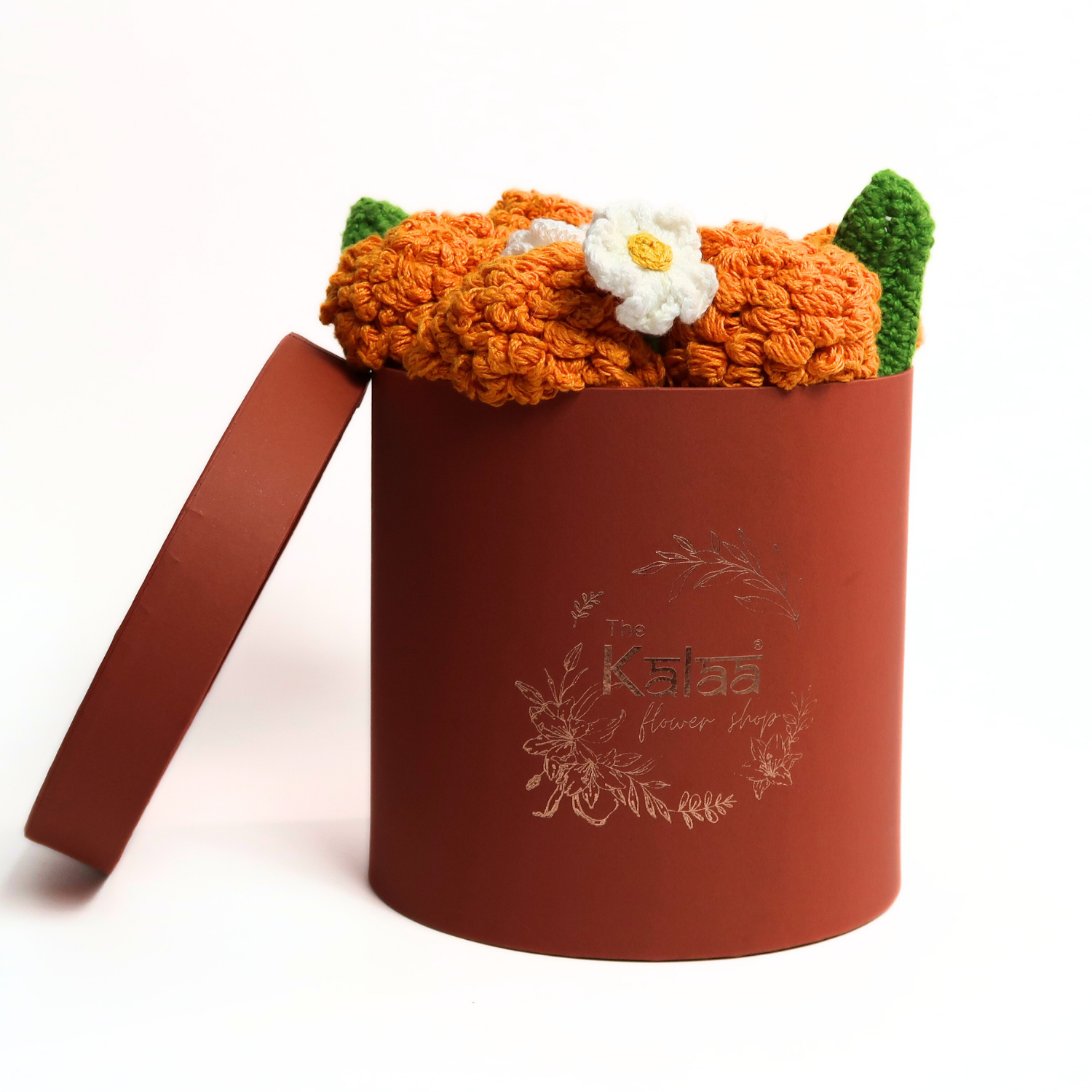 Handcrafted Crochet Marigolds Festive Flower Box | The Kalaa Store at Broadway