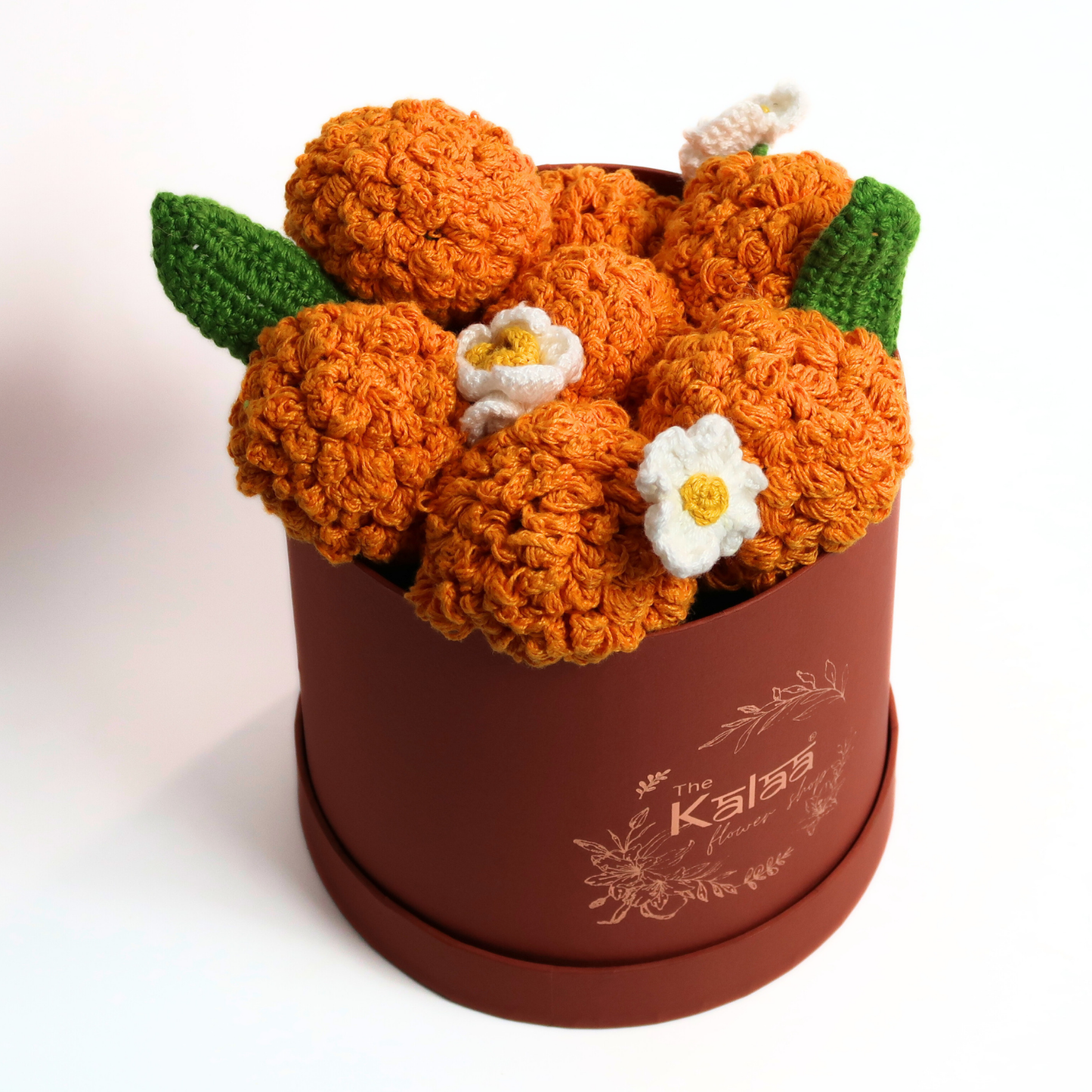 Handcrafted Crochet Marigolds Festive Flower Box | The Kalaa Store at Broadway
