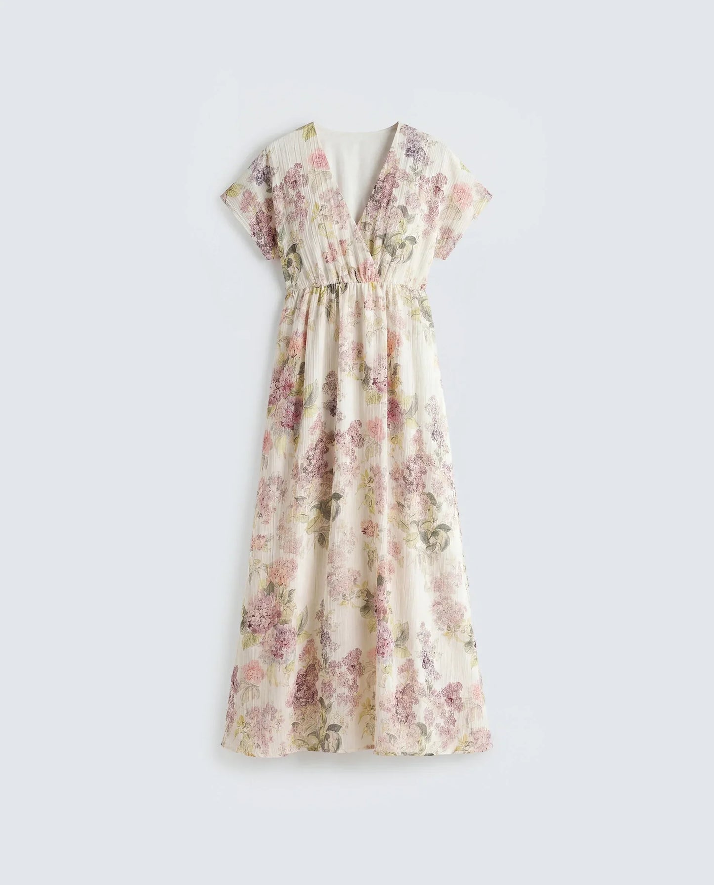 Rareism Women's Runim Light Beige Polyester V-Neck Fit And Flare Floral Print Dress